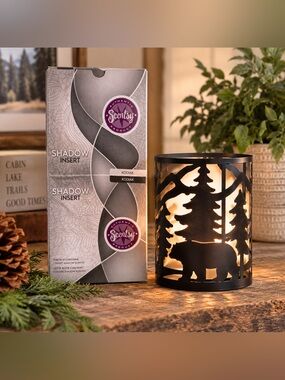 Scentsy Kodiak Shadow Insert Black Metal Bear Forest Warmer Sleeve NIB